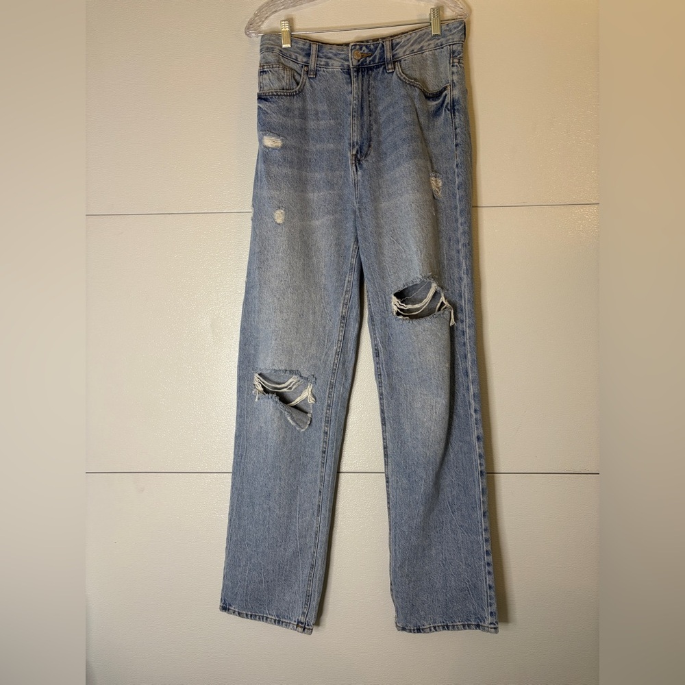 PacSun Lightwashed Straight Distressed Boyfriend Blue Jeans Size 29 waist‎